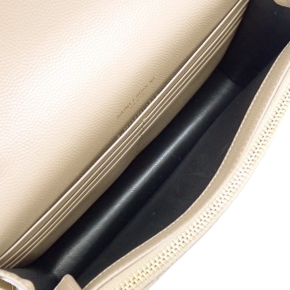 Saint Laurent Paris Chain Shoulder Bag Wallet Crossbody Leather Beige - Picture 5 of 7